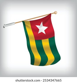 Realistic illustration of Togo flags waving on the wall. The set is in the flag collection