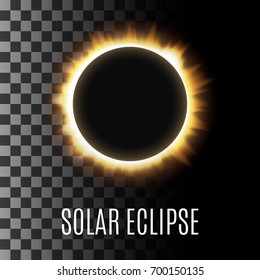 Realistic illustration of a total sun / solar eclipse. Vector with an example of use on a transparent background
