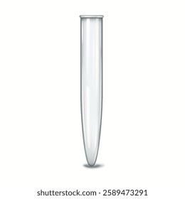 Realistic illustration of a transparent laboratory test tube. Ideal for educational and scientific content showcasing lab equipment and experiment setups.