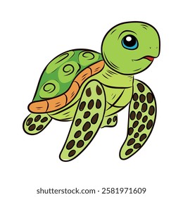 Realistic illustration of a turtle isolated on a white background. Detailed shell and skin texture, natural colors and realistic pose. Ideal for concepts related to wildlife, reptiles, nature conserva