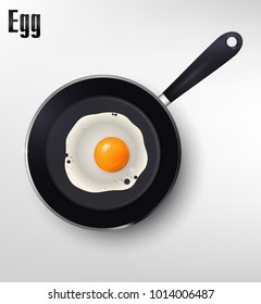 Realistic illustration vector fried egg on frying pan, fried eggs