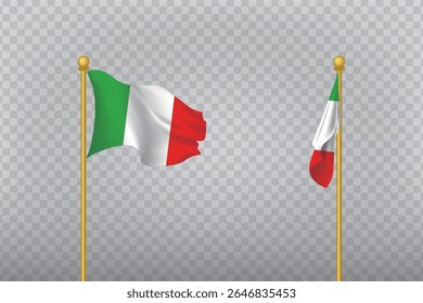 Ilustração realista de acenar bandeira italiana no polo. Perfeito para temas nacionais, culturais e educacionais.