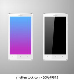 Realistic illustration of a white smartphone with editable screen