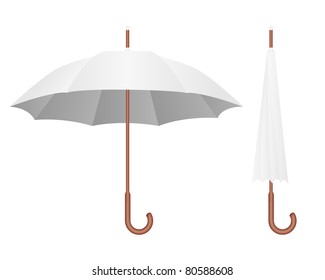 Realistic illustration of the white umbrella isolated over white
