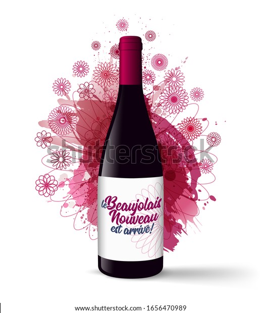 Realistic Illustration Wine Bottle Text French Stock Vector (Royalty
