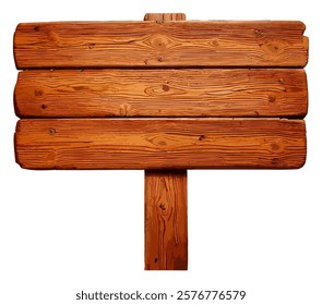 A realistic illustration of a wooden sign