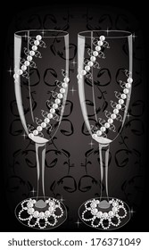 realistic illustrations wedding glasses 