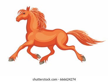 The realistic image of a beautiful horse on a white background. Vector illustration.