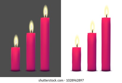 Realistic image of a burning pink candle.
