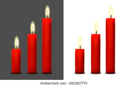 Realistic image of a burning red candle.