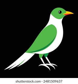 Realistic image full body view common green magpie vector illustration.