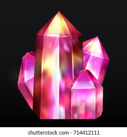 Realistic image of a gemstone is amethyst. The object is separate from the background. Vector element for your creativity