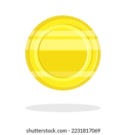 Imagen realista de las monedas de oro. Ilustración vectorial. Brillantes círculos de monedas con sombra. Símbolo de riqueza. Ilustración vectorial aislada en blanco. Concepto de finanzas, moneda con reflexiones