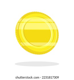 Imagen realista de las monedas de oro. Ilustración vectorial. Girar la moneda con sombra. Símbolo de riqueza. Ilustración vectorial aislada en blanco. Ilustración de la vuelta del dinero