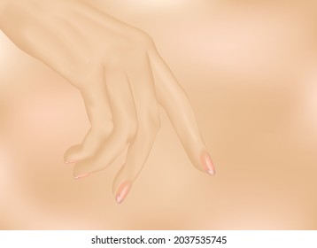 Realistic image of a hand on a beige background. Vector illustration.