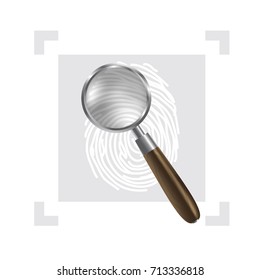 A realistic image of a magnifying glass. 3d vector illustration.