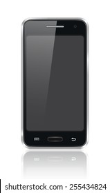 realistic image of  mobile phone. Transparency and mesh effects used. Color of phone display has no transparency and it's color can be easily changed.