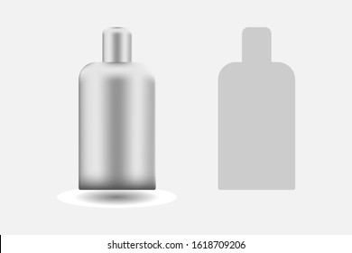 Realistic image of a perfume bottle or shampoo. 