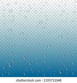 Realistic Image Of Raindrops. Water drops on background.