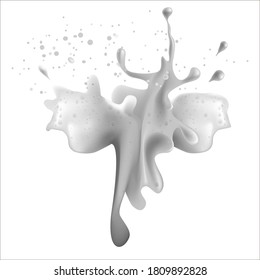 
Realistic image of spilling beer foam.
 White foam splashes and drips.