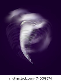 Realistic image of a tornado in motion. Vector illustration