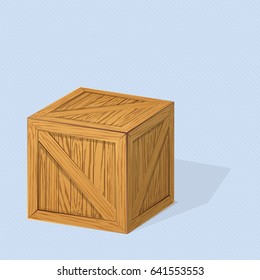 Realistic image of a wooden crate. Wood box. Vector illustration.