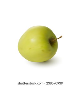 realistic image of Yellow large Apple with handle