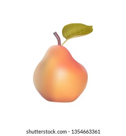 Realistic image of yellow ruddy pear, isolated on white background. Vector EPS10