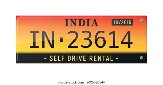 Realistic india car number plate vector illustration