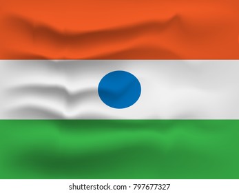 Realistic India Flag. Official Colors And Proportion Correctly. Indian Banner Vector. Happy Republic Day Of India Background. For Graphic, Banners. Vector Illustration. Eps10