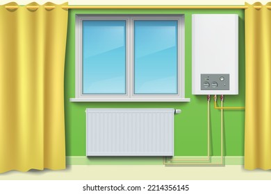 a realistic individual heating system front view