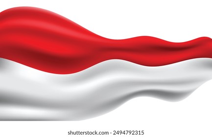 Bandera indonesia realista ondeando. Bandera de Indonesia 3d