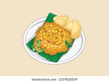 Realistic Indonesian Fried Rice. fried rice ora "Nasi Goreng", a traditional delicious food from Indonesia