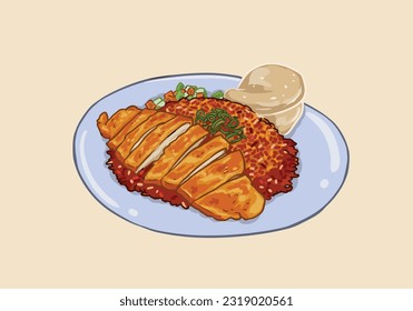 Realistic Indonesian Fried Rice. fried rice ora "Nasi Goreng", a traditional delicious food from Indonesia