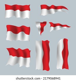 Realistic Indonesian Wave Flag Vector Illustration