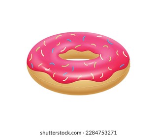 Realistic inflatable donut ring on white background vector illustration