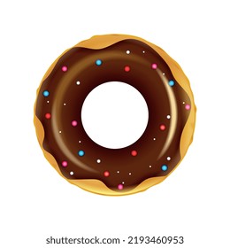 Anillo de natación inflable realista sobre ilustración vectorial de fondo blanco