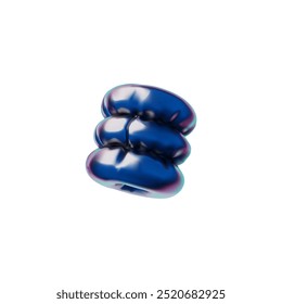 Realistic inflated rounded shape balloon 3D style icon. Glossy helium foil circle balloon. Shiny volumetric rings form. Render silver decoration, festive design element