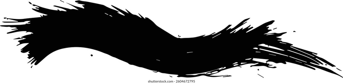 Realistic Ink Brushstroke with Rough Edges - Abstract Grunge Paint Stroke Vector