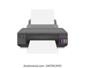 Realistic inkjet printer vector design illustration isolated on white background.