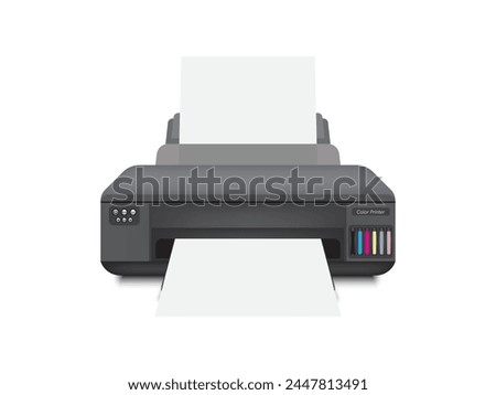 Realistic inkjet printer vector design illustration isolated on white background.