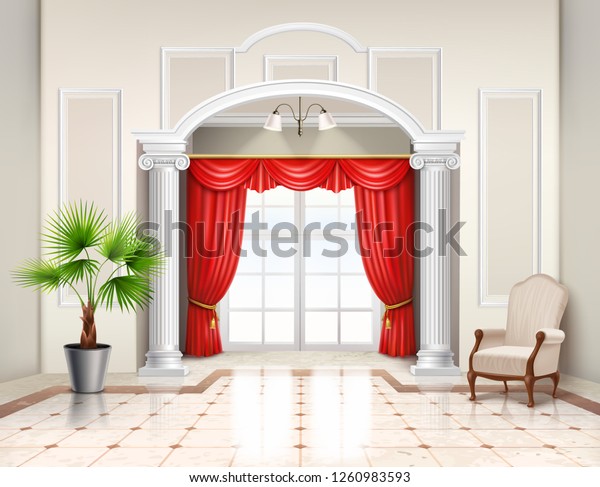 Realistic Interior Design Classic Style Hellenistic Stock