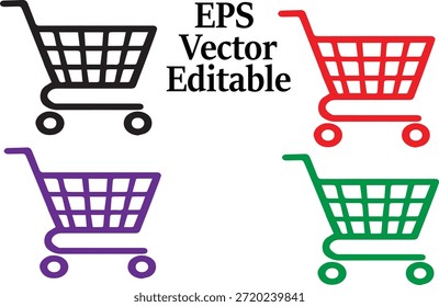 Icono realista del Vector del Carrito de compras de Internet para el comercio electrónico, la tienda en línea, el comercio minorista, el Completar compra y los conceptos de compras digitales