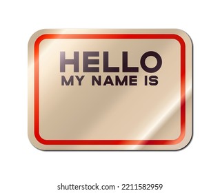 Realistische Einführungspapieraufkleber mit dem Text "hallo my name is" und Leerzeichen für Text, Vektorgrafik