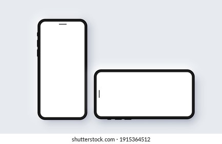 Realistic iPhone Mobile Phone Neomorphism Template Mockup Vector