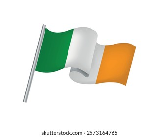 Realistic Ireland Waving Flag Vector