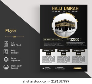 Realistic Islamic Flyer template design for hajj Umrah
