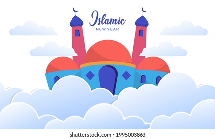 Realistic islamic new year poster concept