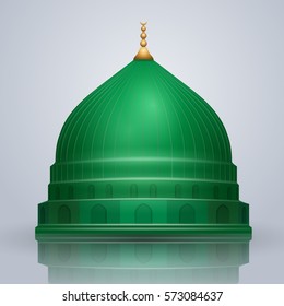 Realistic islamic vector green dome of prophet's mosque