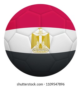Realistic isolated 3d soccer ball textured with national flag of Egypt. Football ball colored with Egyptian flag.